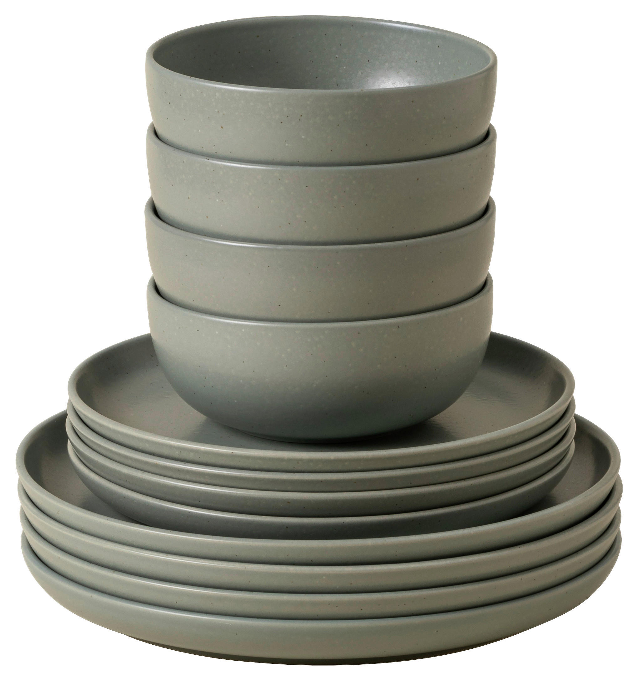 KOMBISERVICE Salbeigrün PACIFICA 12-teilig 4 Personen  - Salbeigrün, Basics, Keramik - Costa Nova