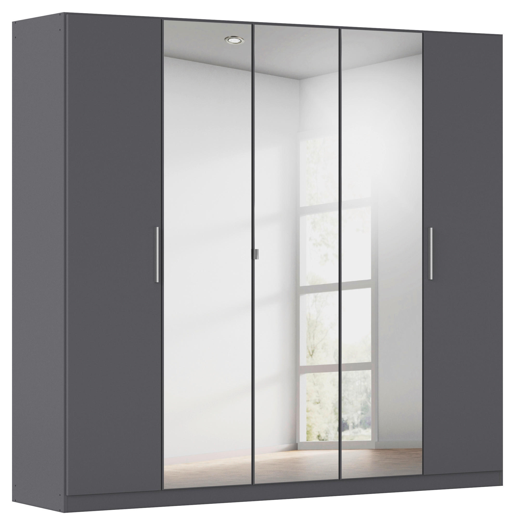 DREHTÜRENSCHRANK 226/210/54 cm,  in Grau, 5-türig  - Alufarben/Grau, KONVENTIONELL, Glas/Holzwerkstoff (226/210/54cm) - home24