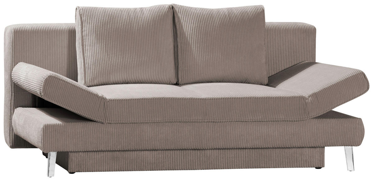 SCHLAFSOFA in Cord Beige  - Chromfarben/Beige, Design, Textil/Metall (200/85/90cm) - Xora