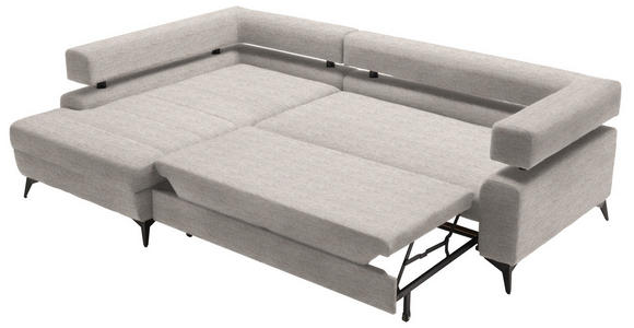 ECKSOFA in Chenille Beige  - Beige/Schwarz, KONVENTIONELL, Textil/Metall (184/265cm) - Hom`in