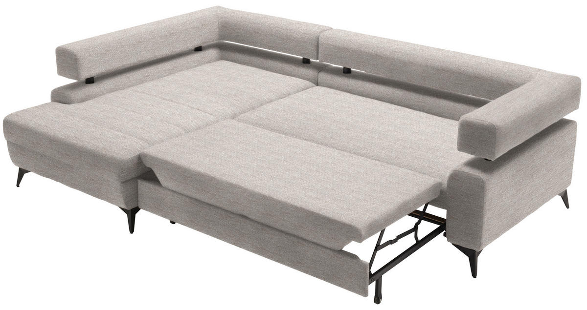 ECKSOFA Beige Chenille  - Beige/Schwarz, KONVENTIONELL, Textil/Metall (184/265cm) - Hom`in