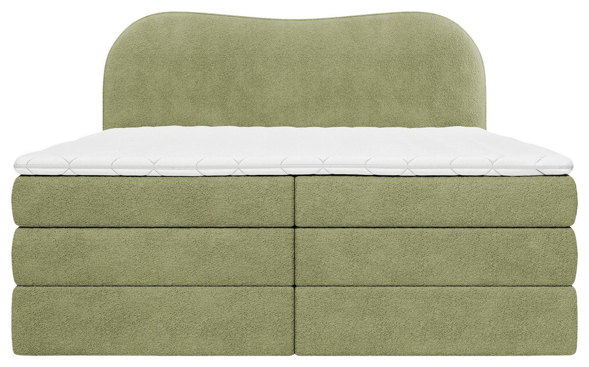 BOXSPRINGBETT 140/200 cm,  in Grün, gepolstertes Kopfteil, Bettkasten, Topper, Matratzen, H3 + H3 = fest  - Schwarz/Grün, Design, Holz/Holzwerkstoff (140/200cm) - Chameo