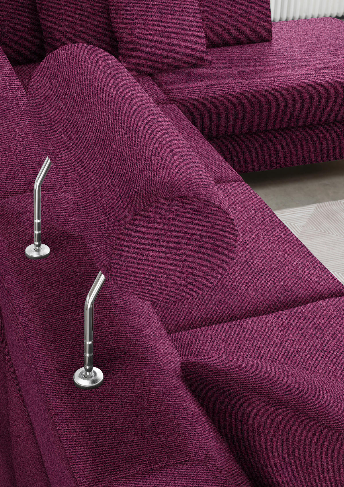 WOHNLANDSCHAFT in Webstoff Lila  - Lila/Schwarz, Design, Holz/Textil (165/296/198cm) - Xora