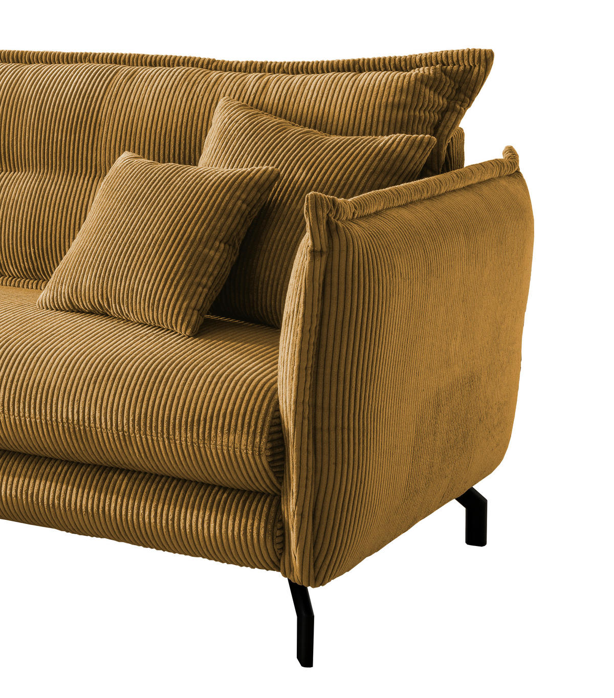 ECKSOFA in Cord Goldfarben  - Goldfarben/Schwarz, Modern, Textil/Metall (180/255cm) - Livetastic
