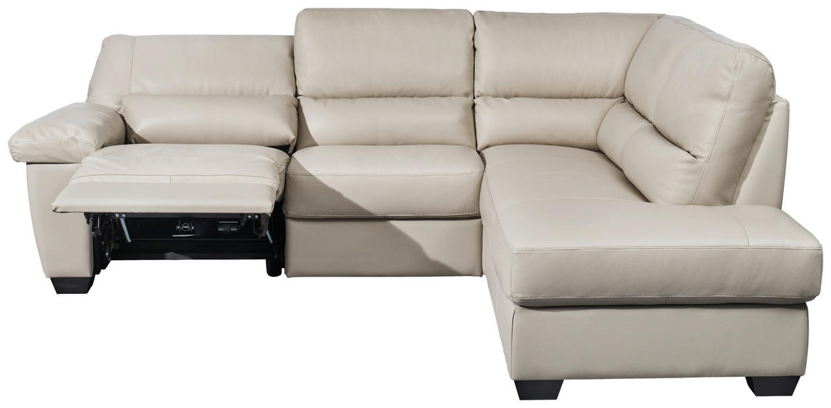 ECKSOFA in Kombination Echtleder/Lederlook Greige  - Greige, Konventionell, Leder/Kunststoff (248/201cm) - Livetastic