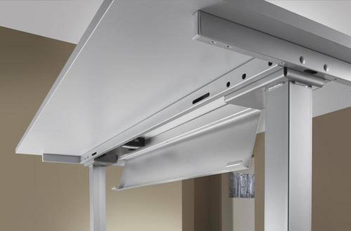 SCHREIBTISCH 180/80/72-119 cm  in Nussbaumfarben  - Silberfarben/Nussbaumfarben, KONVENTIONELL, Holzwerkstoff/Metall (180/80/72-119cm) - Venda