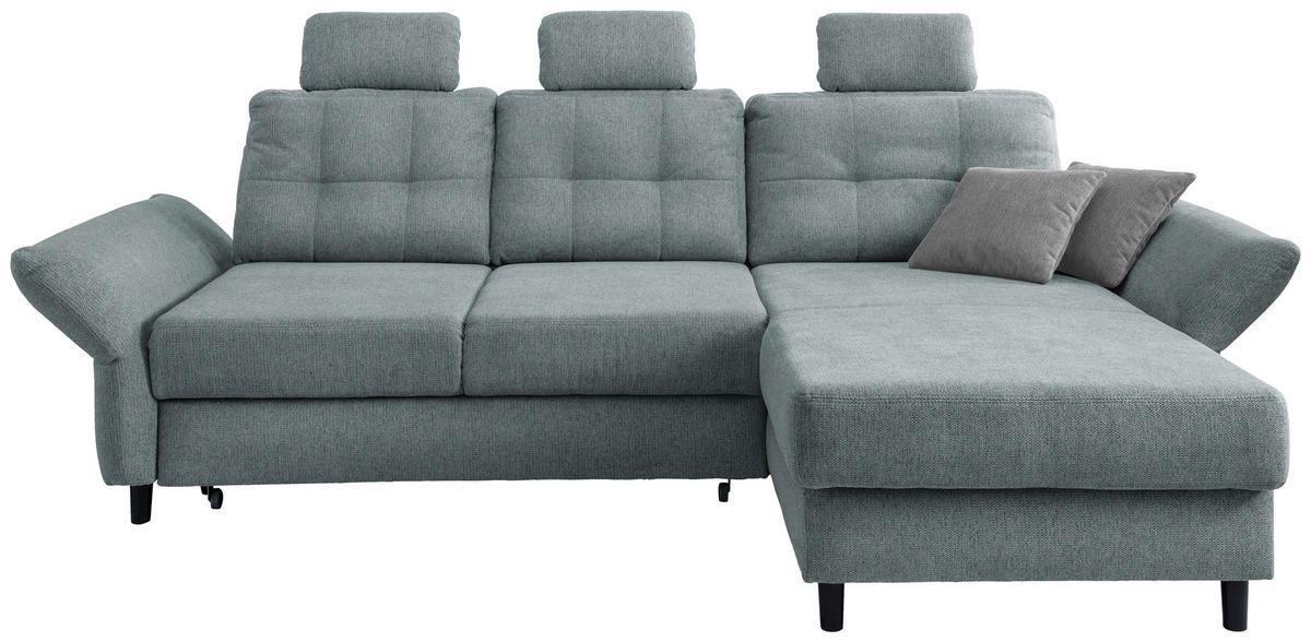 ECKSOFA in Chenille Blau  - Mintgrau/Blau, MODERN, Holz/Textil (250-280/176cm) - Livetastic