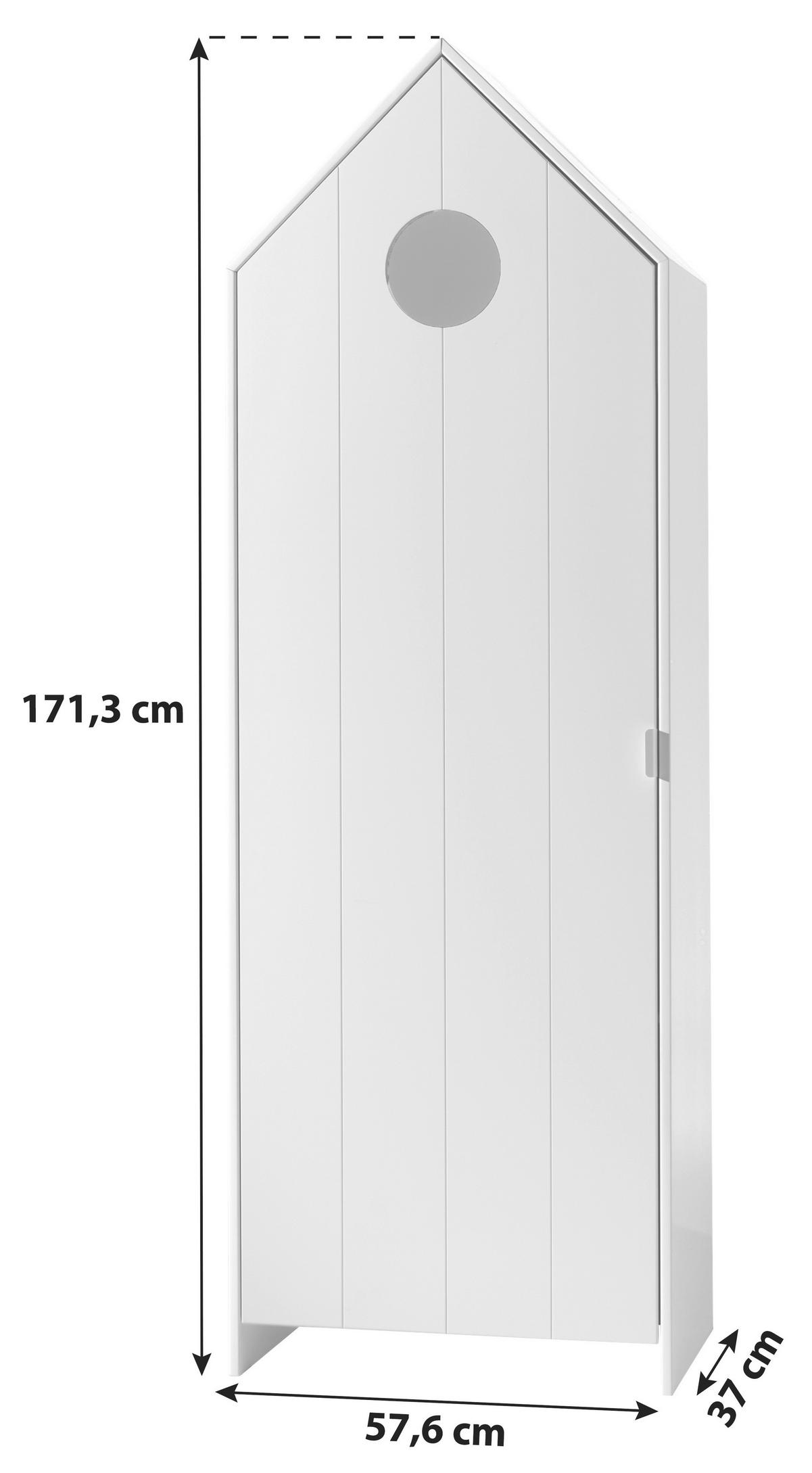 DETSKÁ ŠATNÍKOVÁ SKRIŇA, biela, 57,6/171,3/37 cm - biela, Modern, kompozitné drevo (57,6/171,3/37cm) - MID.YOU