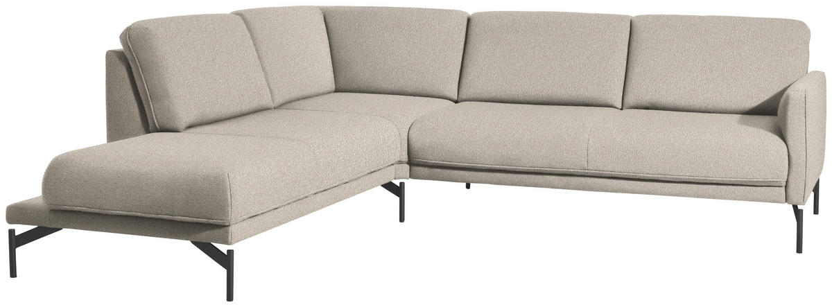 ECKSOFA in Struktur, Flachgewebe Beige  - Anthrazit/Beige, Design, Textil/Metall (230/254cm) - Johann Jakob