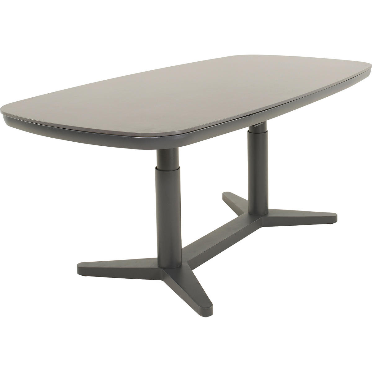 GARTENTISCH 180/90/53-74 cm Metall, Keramik oval  - Anthrazit, MODERN, Keramik/Metall (180/90/53-74cm) - Ambia Garden