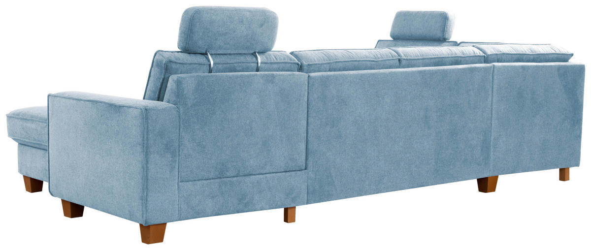 WOHNLANDSCHAFT in Flachgewebe Hellblau  - Eichefarben/Hellblau, Konventionell, Holz/Textil (213/309/161cm) - Sit & More