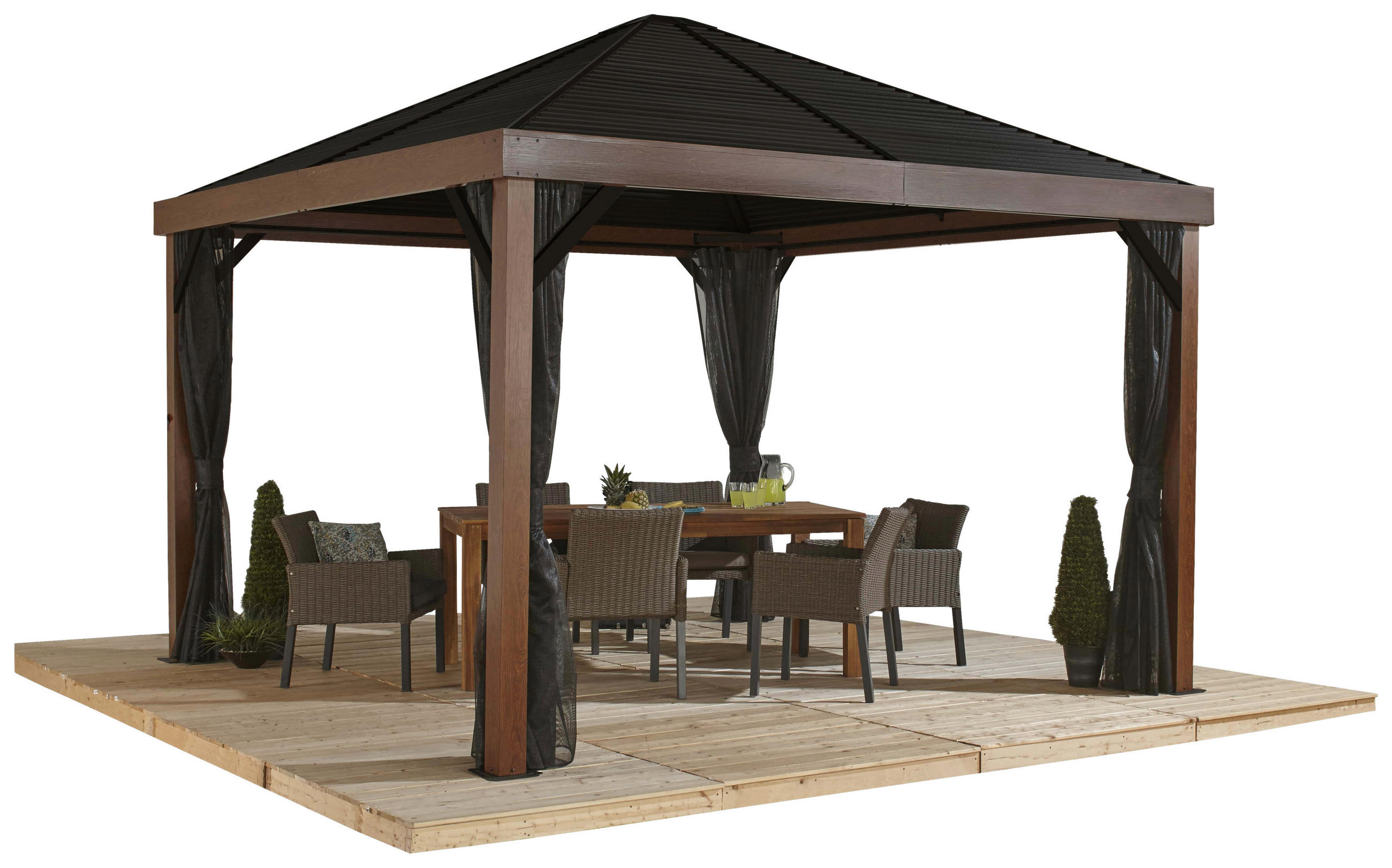 PAVILLON 363/310/363 cm Aluminium  - Braun, Basics, Metall (363/310/363cm)