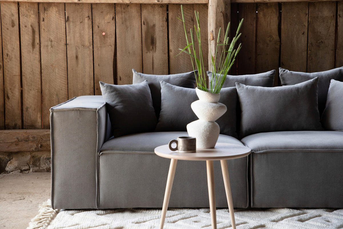 2-SITS SOFFA i plast, textil grå, svart  - grå/svart, Design, textil/plast (232/80/116cm) - Livetastic