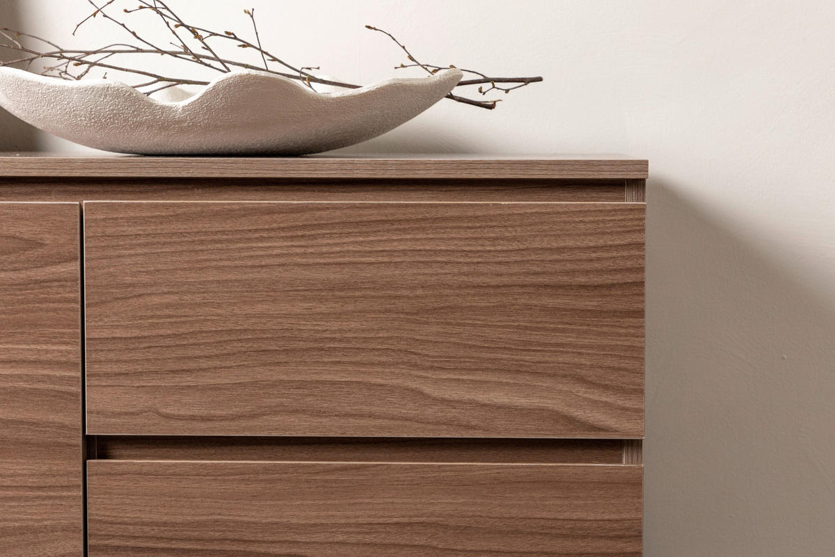 SIDEBOARD 135/56/40 cm  - Nussbaumfarben/Schwarz, Design, Holz/Holzwerkstoff (135/56/40cm) - Livetastic