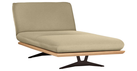 OTTOMANE Palermo in Echtleder Beige  - Beige/Schwarz, Design, Leder/Holz (114/92/165cm) - Dieter Knoll