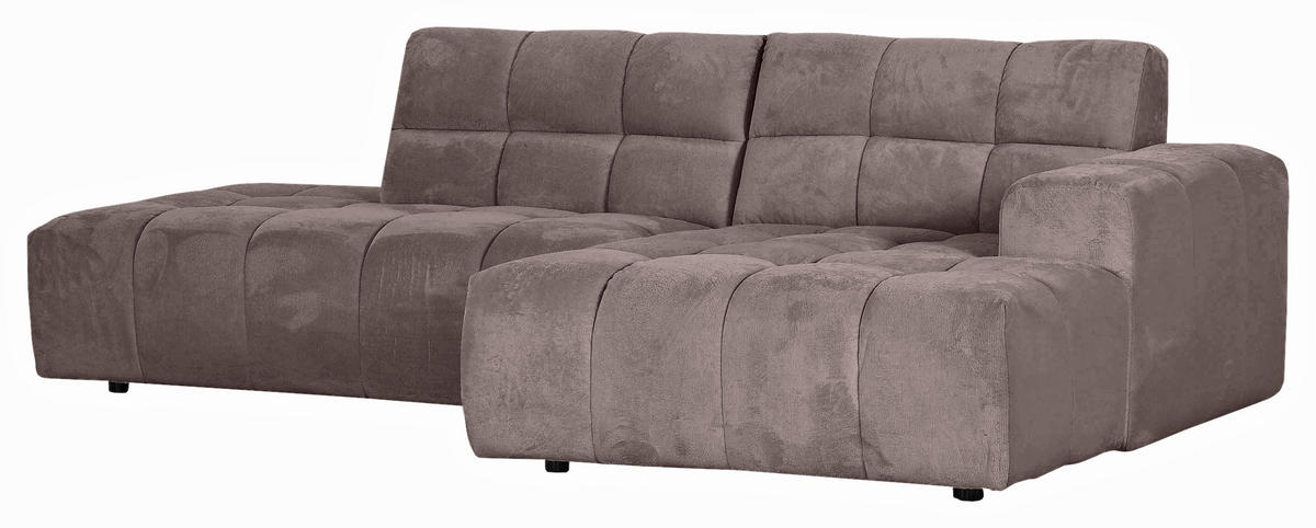 HÖRNSOFFA i plysch lerfärgad  - lerfärgad/svart, Klassisk, textil/plast (282/155cm) - MID.YOU