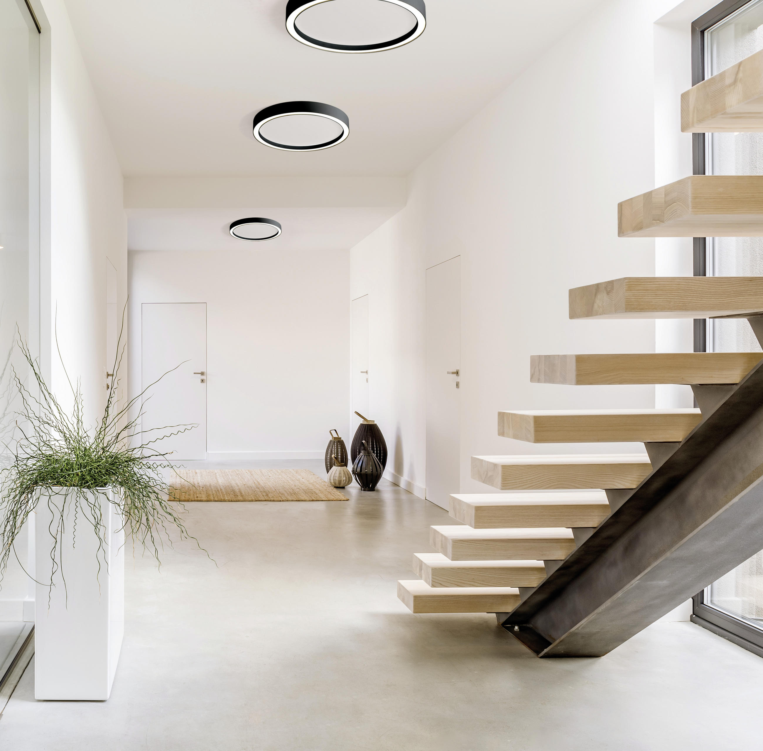 LED-DECKENLEUCHTE Aura 55/4 cm   - Schwarz/Weiß, Design, Metall (55/4cm) - BOPP