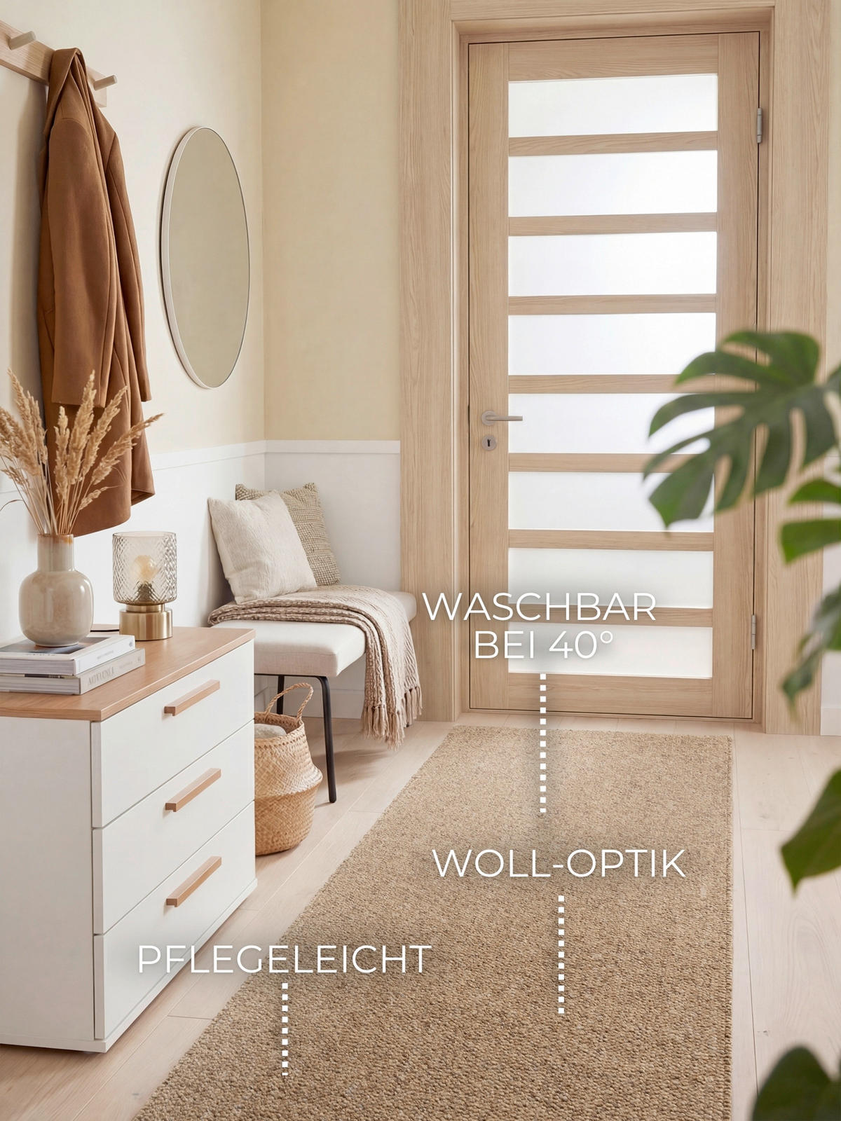 LÄUFER 80/240 cm Rocco Hellbraun  - Hellbraun, Basics, Kunststoff (80/240cm) - Elle Decoration