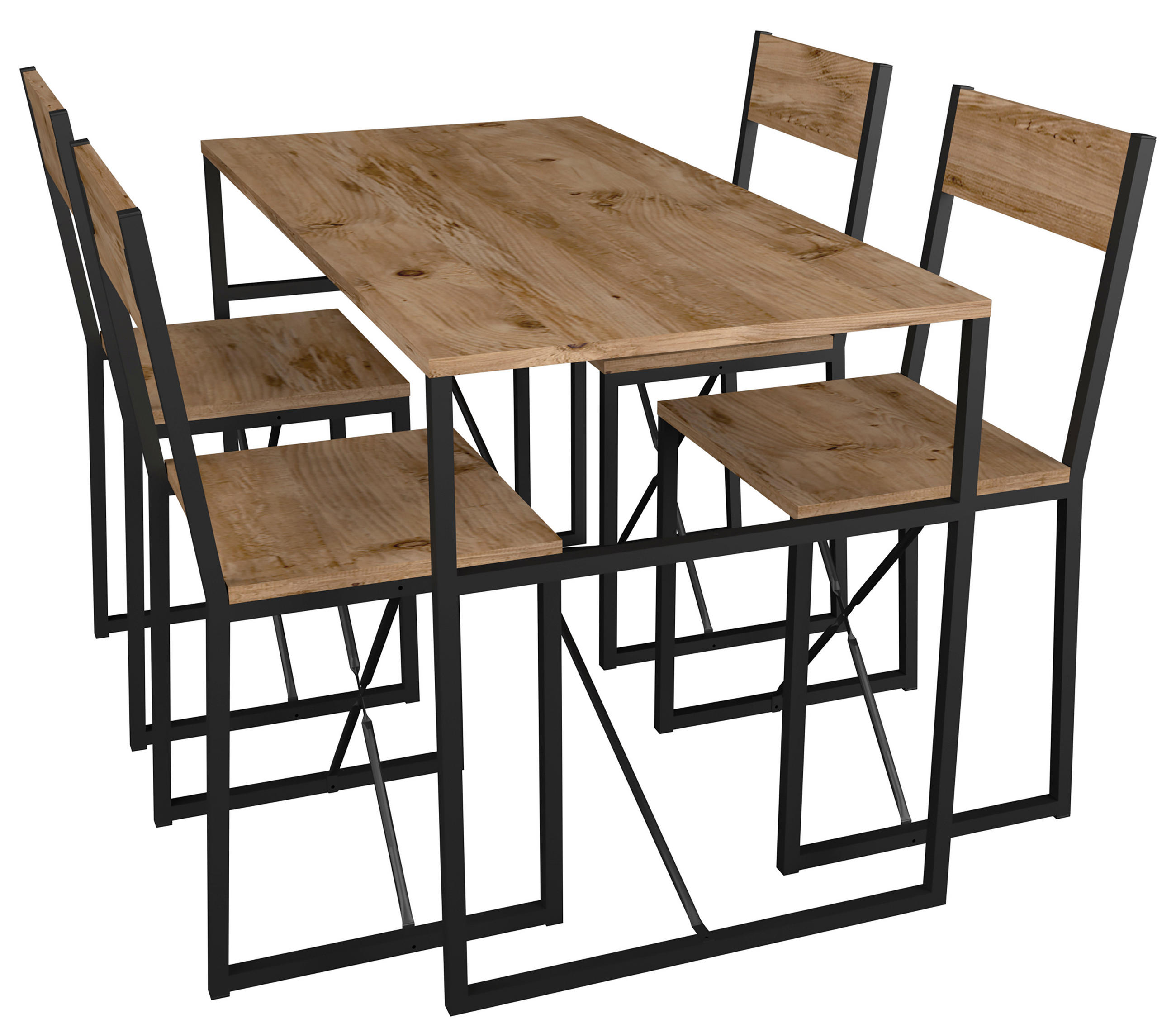 ESSTISCH rechteckig Honigeiche  - Honigeiche/Schwarz, Design, Holzwerkstoff/Metall (120/52,7/84,7cm) - MID.YOU