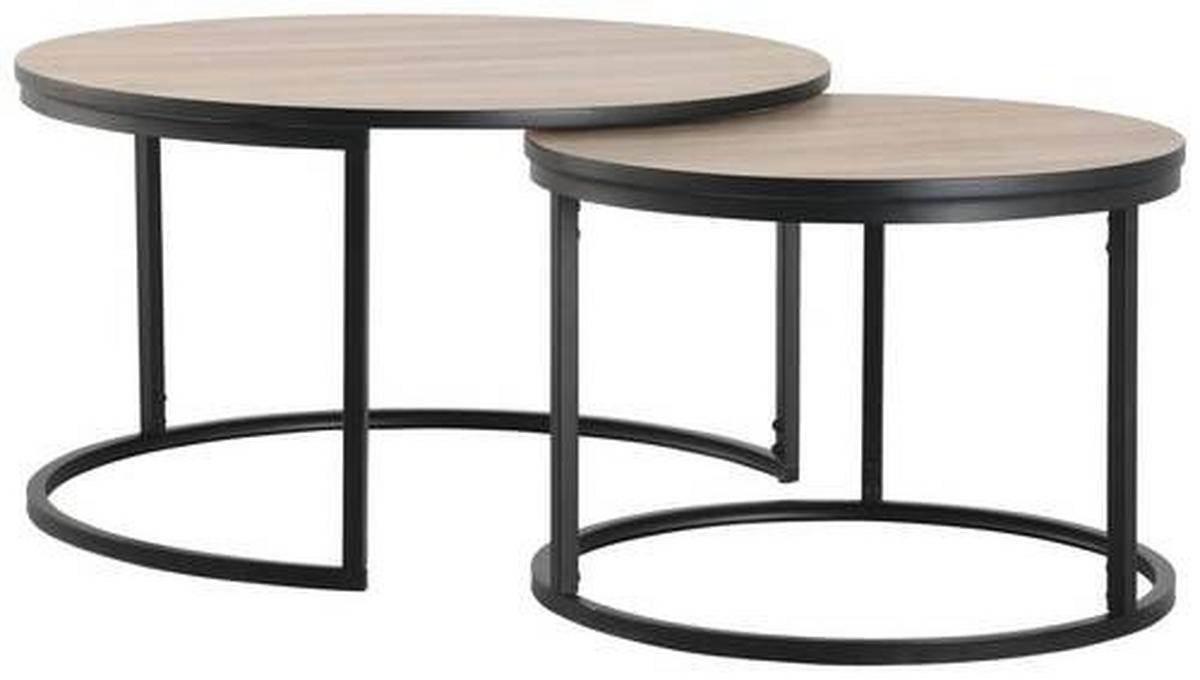 COUCHTISCHSET in Metall, Holzwerkstoff  - Eichefarben/Schwarz, Design, Holzwerkstoff/Metall (80/60/45/42/80/60cm) - MID.YOU