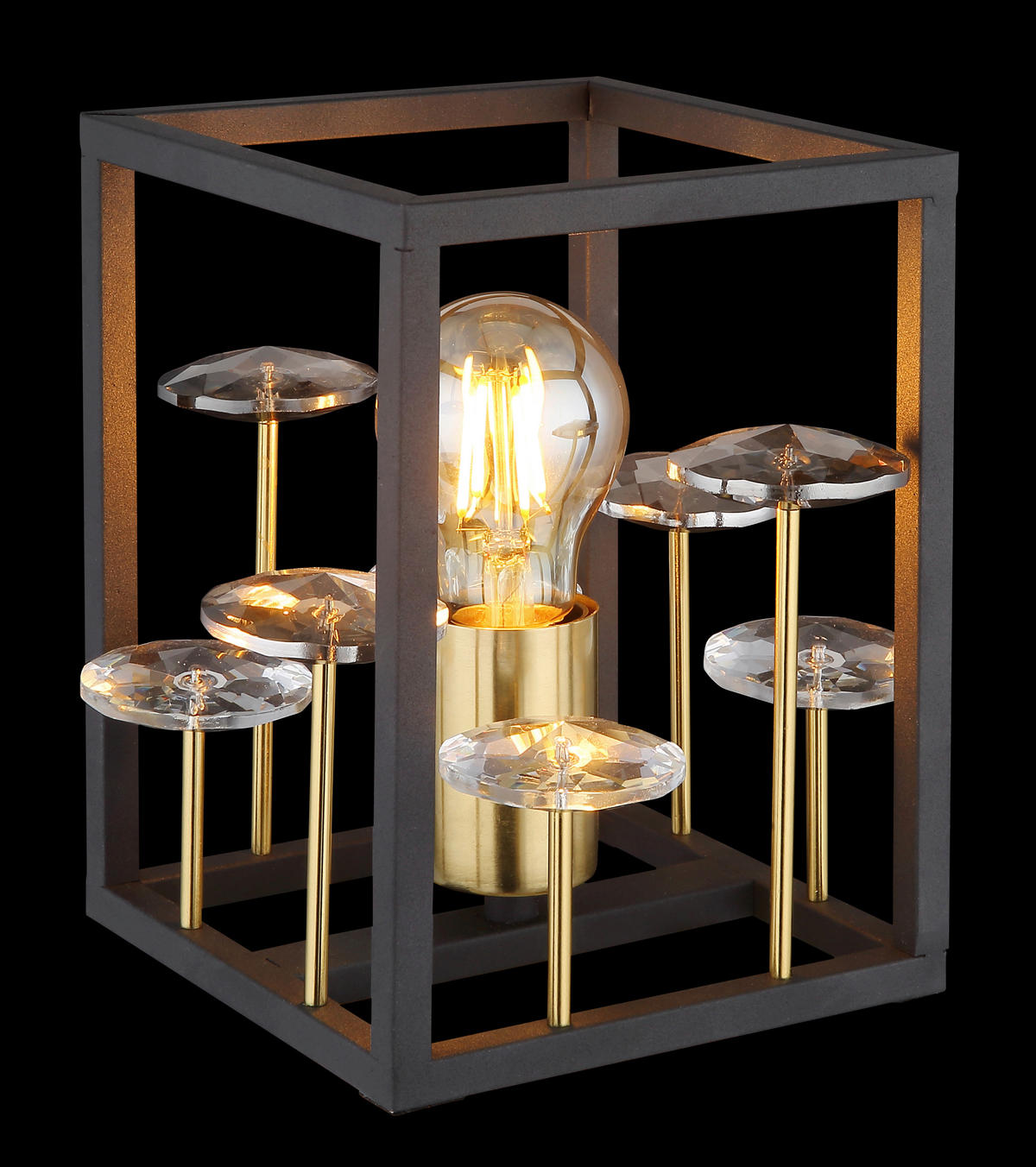 STOLNÍ LAMPA, E27, 15/15/20 cm - šedá/černá, Basics, kov/plast (15/15/20cm) - Globo