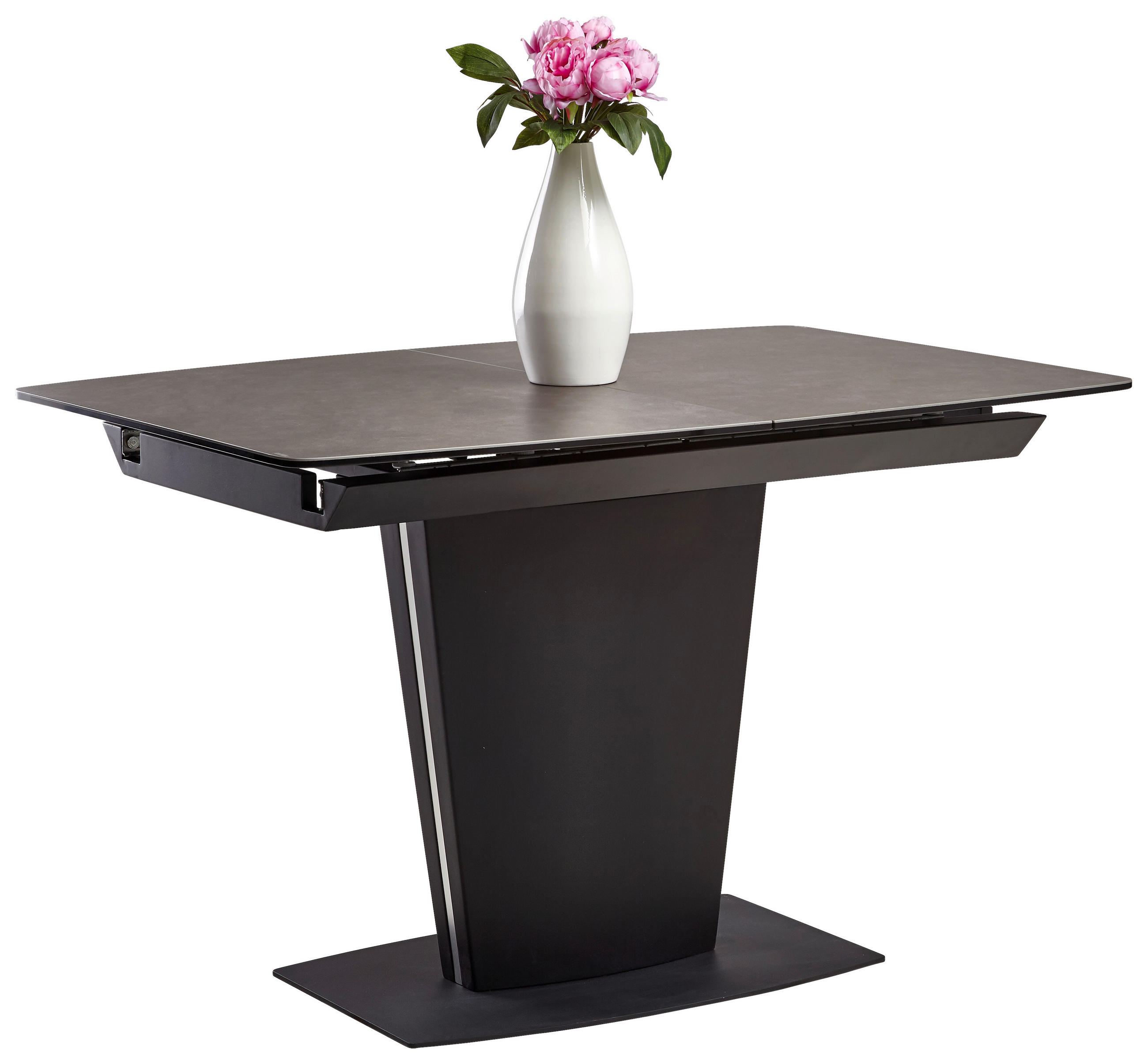 TRPEZARIJSKI STO siva, crna - siva/crna, Moderno, staklo/metal (120-160/85/76cm) - Novel