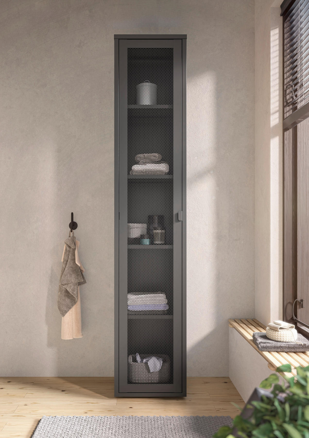 HOCHSCHRANK 38/195/30 cm  - Schwarz, Design, Kunststoff/Metall (38/195/30cm) - home24