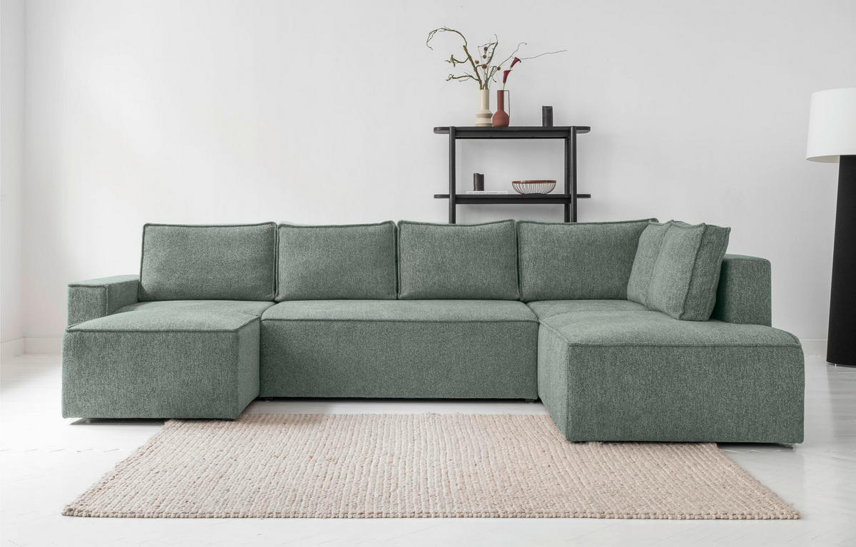 SJEDEĆA GARNITURA tekstil  zelena   - bijela/siva, Design, tekstil/plastika (156/322/194cm) - MID.YOU