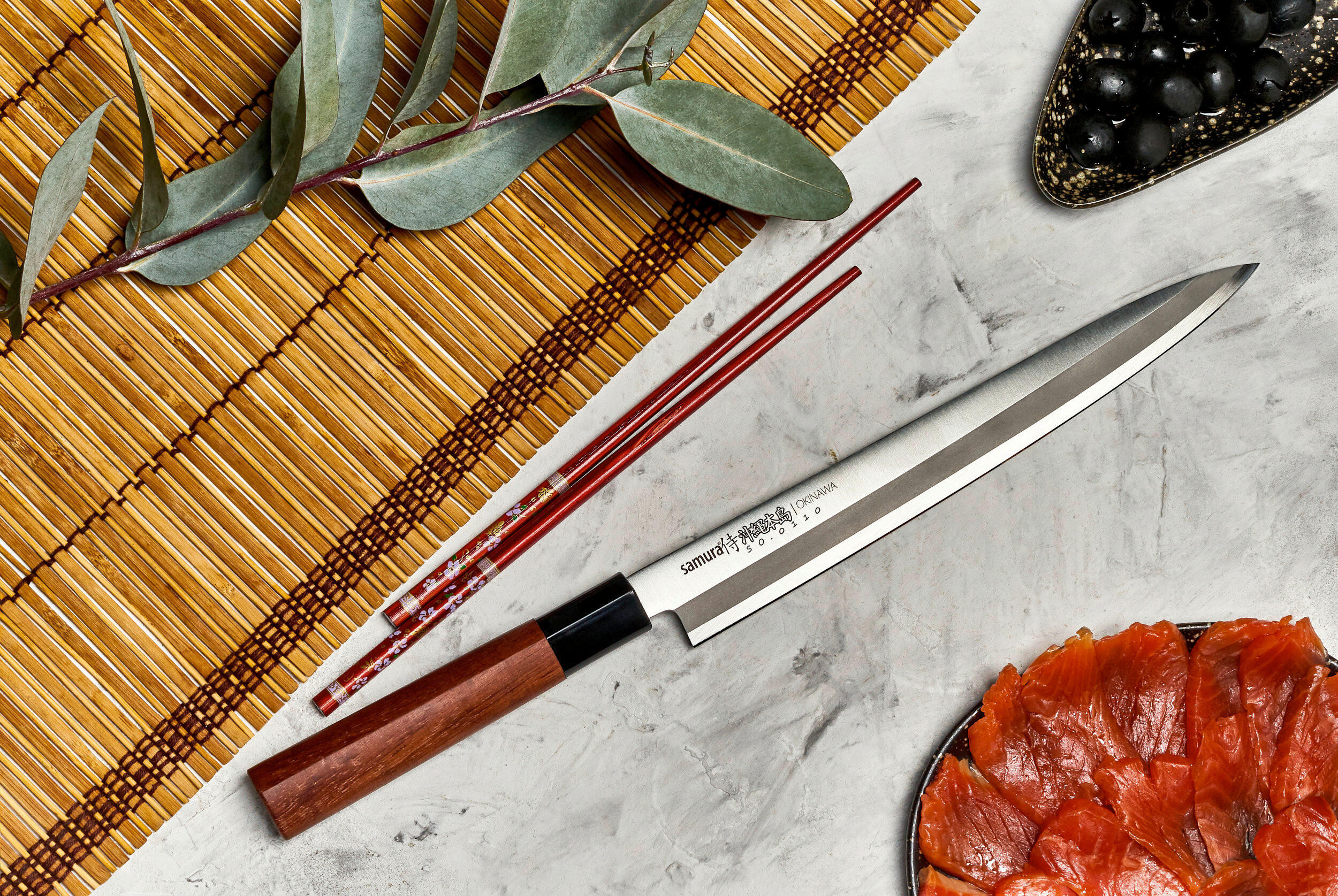 KUHARSKI NOŽ  OKINAWA 39/4/2,3 cm           nerjaveče jeklo - srebrne barve/rjava, Basics, kovina/leseni material (39/4/2,3cm) - Samura