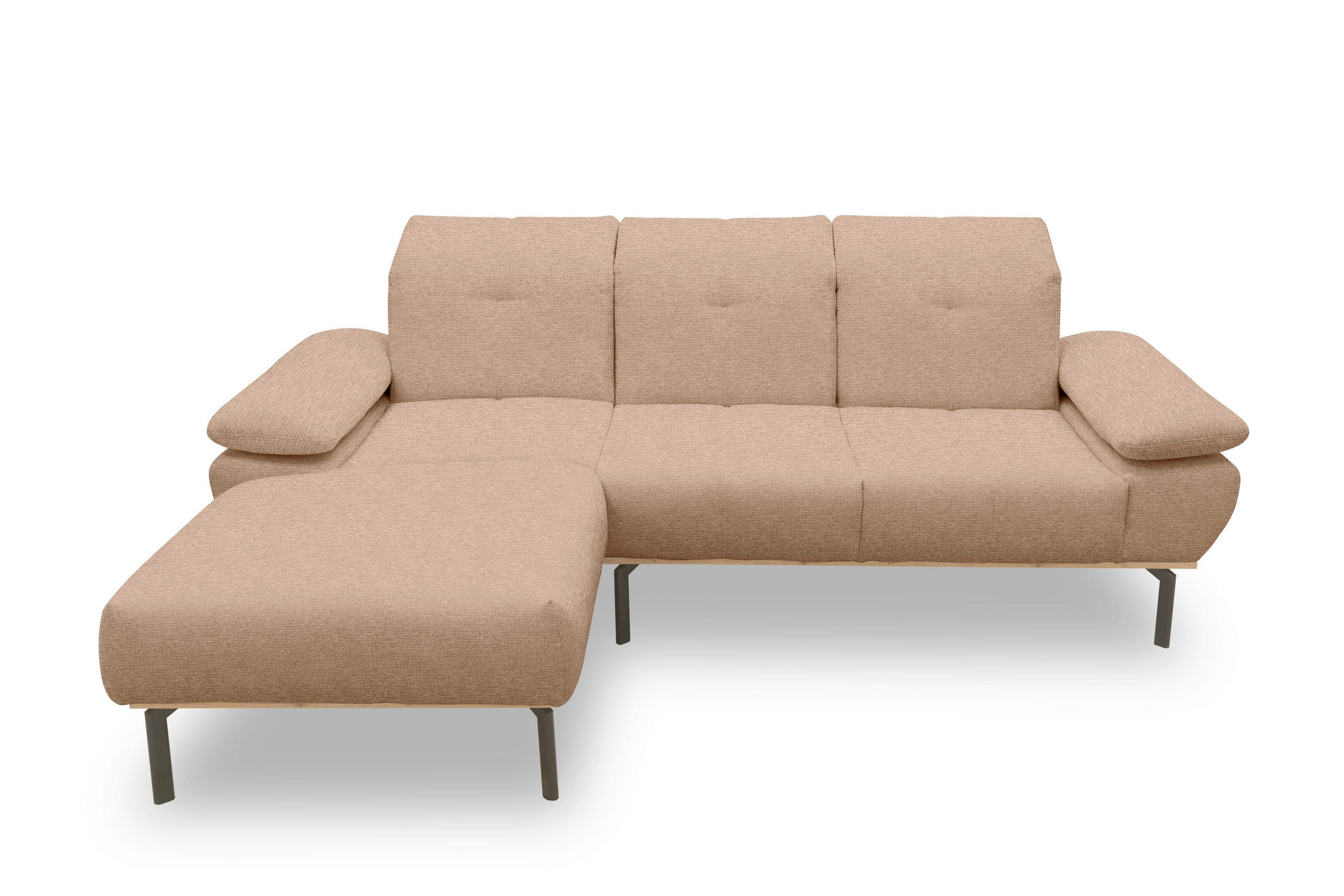 ECKSOFA Rotbraun Mikrofaser  - Wildeiche/Rotbraun, Design, Textil/Metall (242/170cm) - MID.YOU