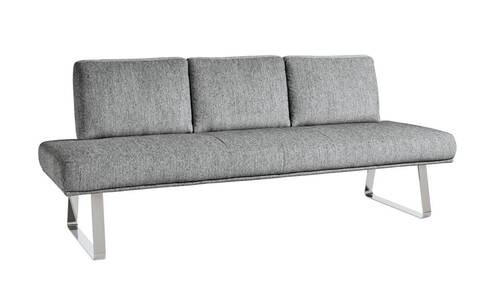 SITZBANK 209/92/78 cm  in Grau, Hellgrau  - Chromfarben/Hellgrau, Design, Textil/Metall (209/92/78cm) - Dieter Knoll