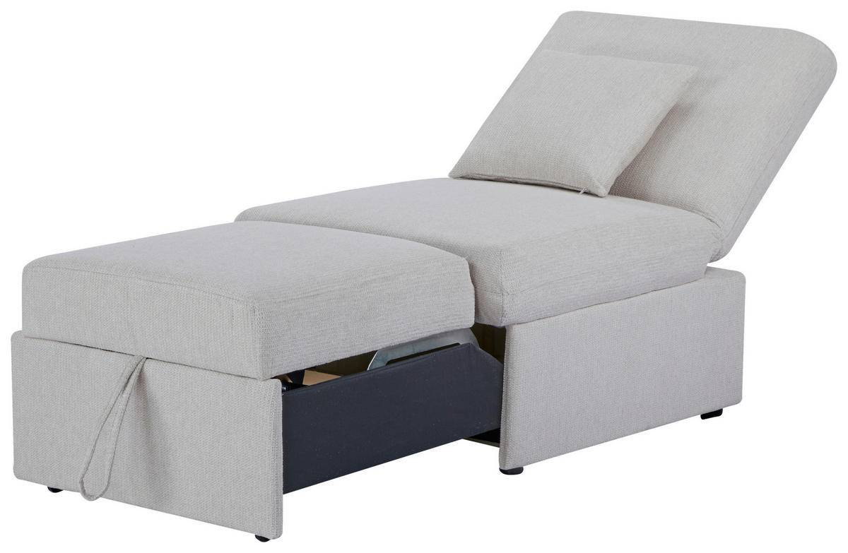 SCHLAFSESSEL in Samt Beige  - Beige/Schwarz, Design, Holz/Kunststoff (70/95/97cm) - Livetastic