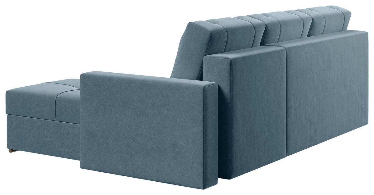 ECKSOFA Blau Samt  - Chromfarben/Blau, KONVENTIONELL, Kunststoff/Textil (233/140cm) - Carryhome