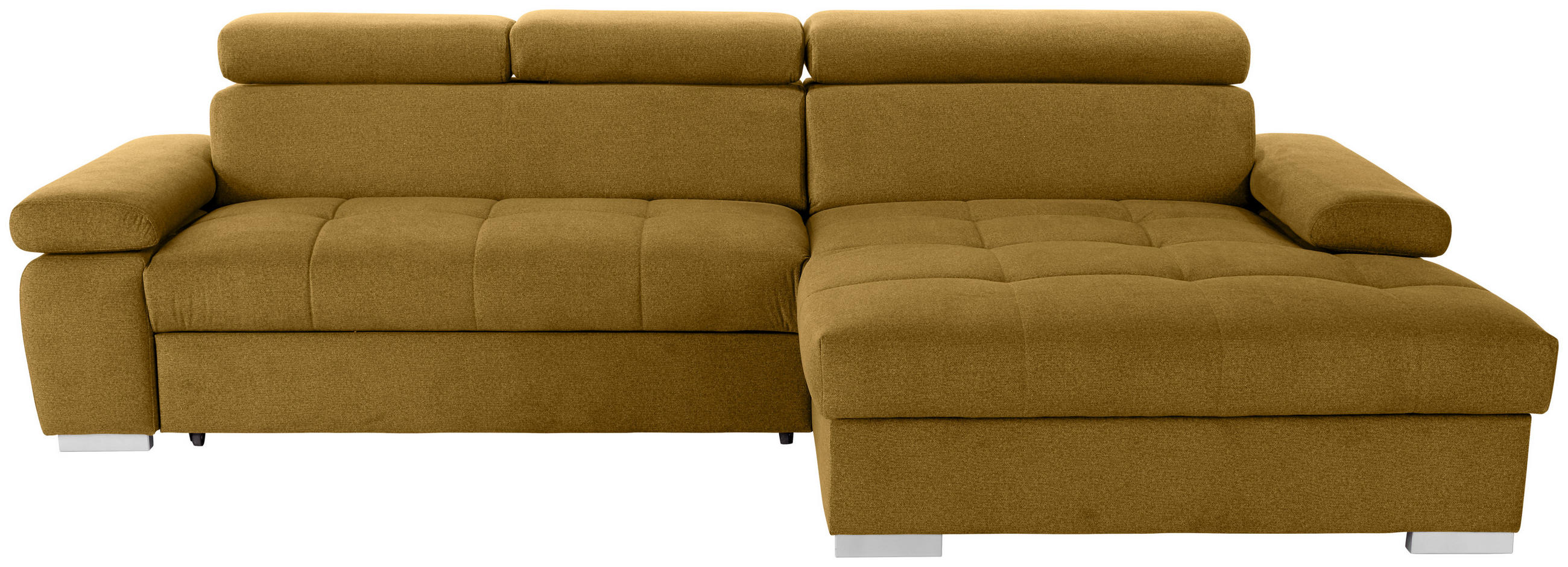 ECKSOFA Ecru Velours  - Ecru/Silberfarben, Design, Holz/Textil (292/183cm) - Livetastic