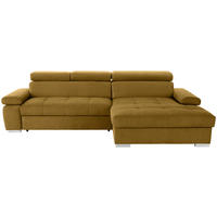 ECKSOFA in Velours Ecru  292/183 cm  - Ecru/Silberfarben, Design, Holz/Textil (292/183cm) - Livetastic