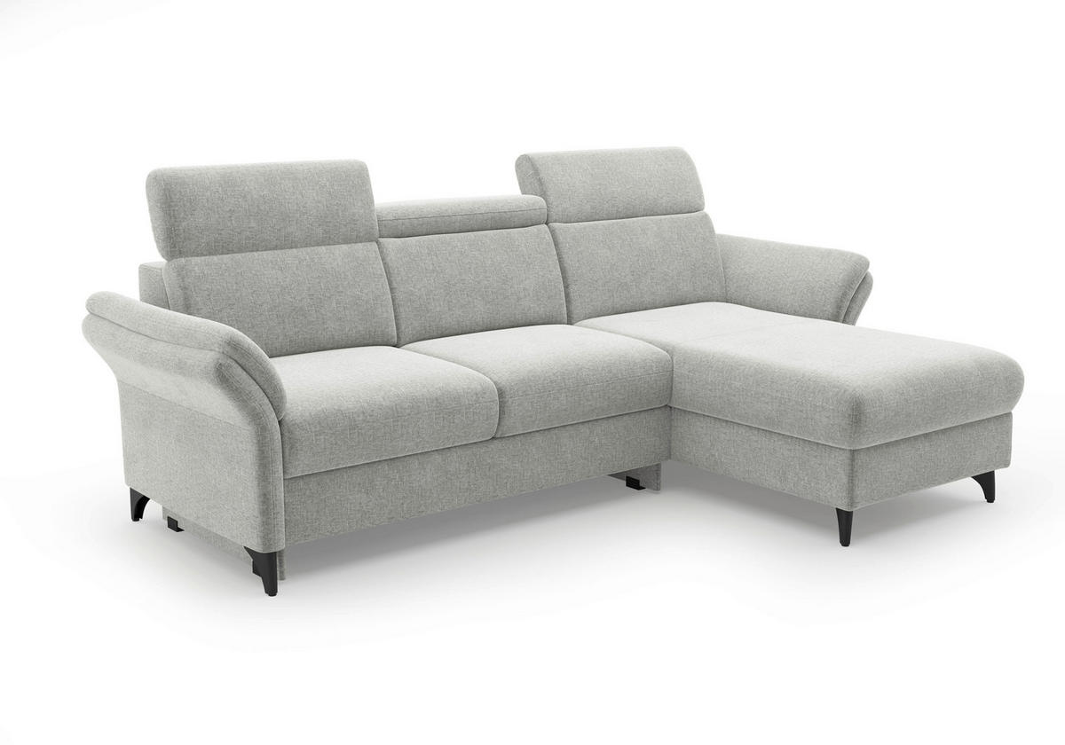 ECKSOFA Flachgewebe Hellgrau  - Hellgrau/Schwarz, Konventionell, Textil/Metall (253/166cm) - Sit & More