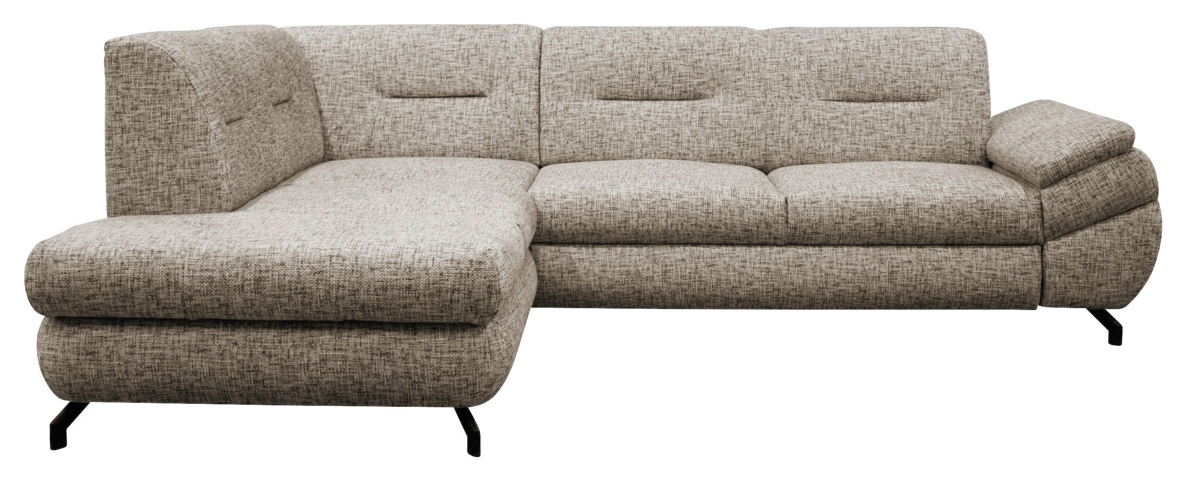 ECKSOFA in Struktur, Plüsch Hellbraun  - Hellbraun/Schwarz, Design, Textil/Metall (201/274cm) - MID.YOU