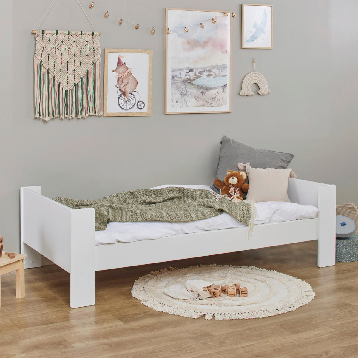 KINDER-/JUNIORBETT - Naturfarben/Weiß, MODERN, Holz/Holzwerkstoff (90/200cm) - MID.YOU