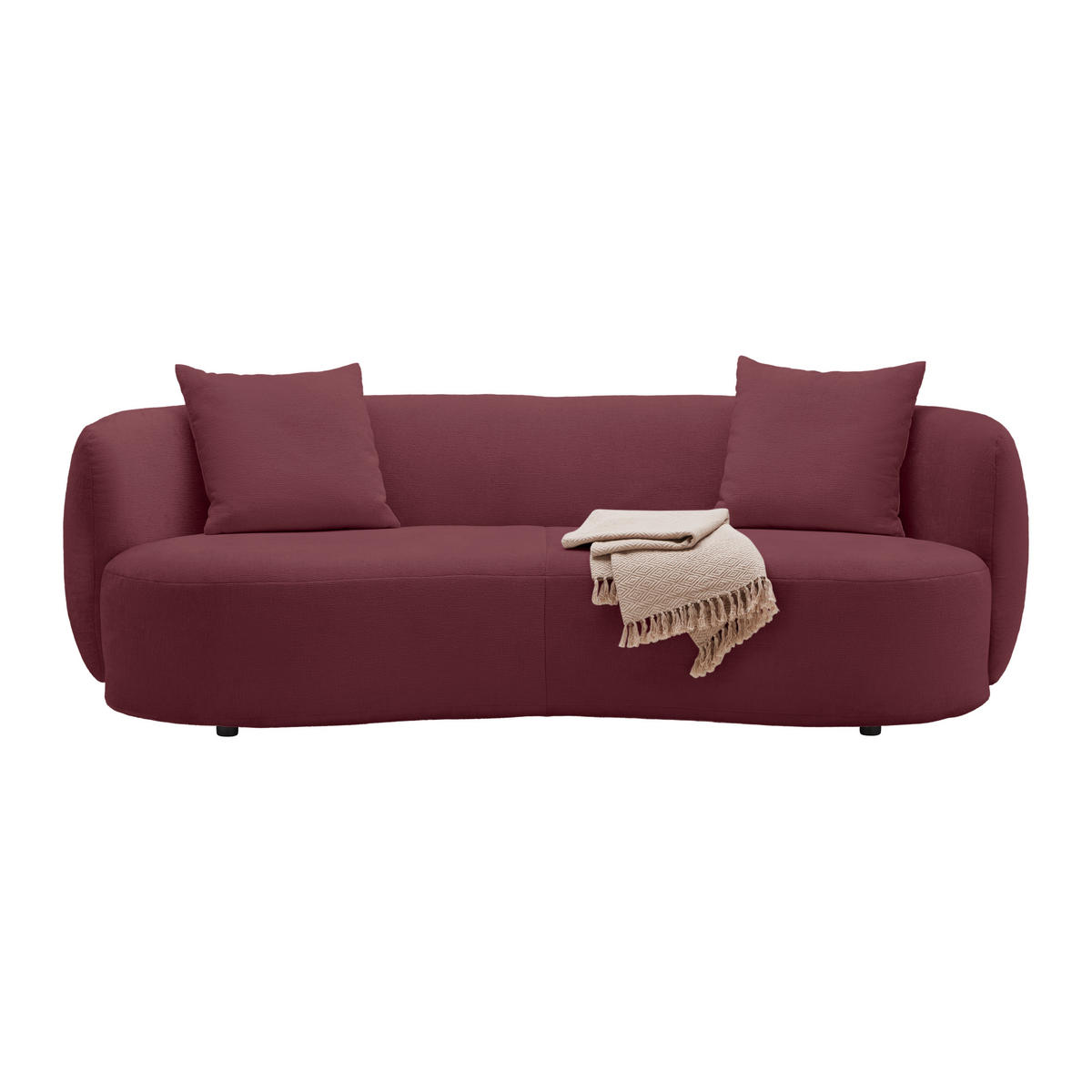 BIG SOFFA i chenille bordeaux  - bordeaux/svart, Modern, textil/plast (235/72/110cm) - MID.YOU
