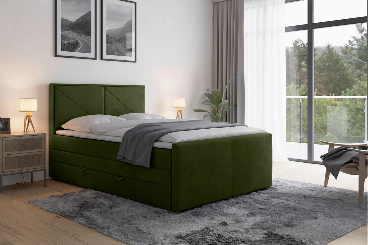 BOXSPRINGBETT 140/200 cm  in Grün  - Grün, Modern, Holz/Kunststoff (140/200cm) - MID.YOU