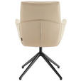ARMLEHNSTUHL  Sitzfläche 360° drehbar, Wippfunktion, automatische Rückholfunktion  Echtleder  Beige  - Beige/Schwarz, Design, Leder/Metall (65/89/64cm) - Novel