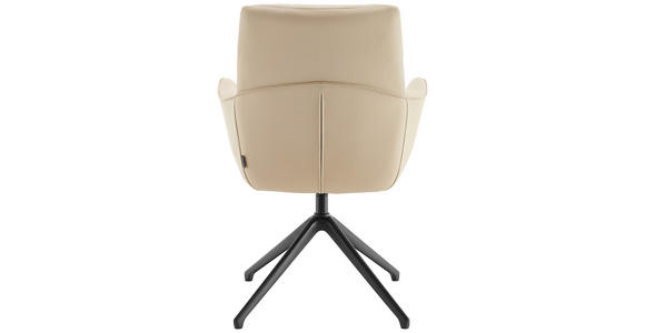 ARMLEHNSTUHL  Sitzfläche 360° drehbar, Wippfunktion, automatische Rückholfunktion  Echtleder  Beige  - Beige/Schwarz, Design, Leder/Metall (65/89/64cm) - Novel