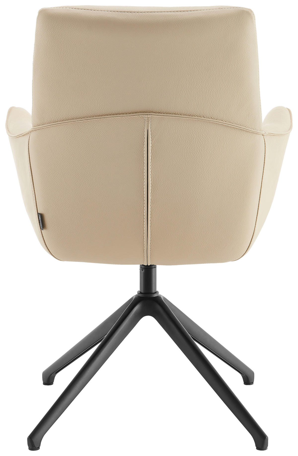 ARMLEHNSTUHL  Sitzfläche 360° drehbar, Wippfunktion, automatische Rückholfunktion  Echtleder  Beige  - Beige/Schwarz, Design, Leder/Metall (65/89/64cm) - Novel