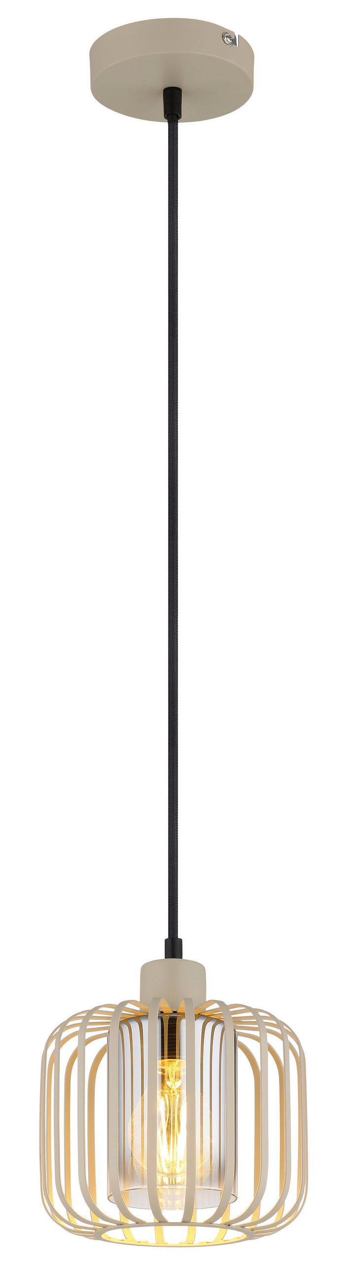 HÄNGELEUCHTE 18/120 cm  - Sandfarben/Klar, Design, Glas/Textil (18/120cm) - Globo