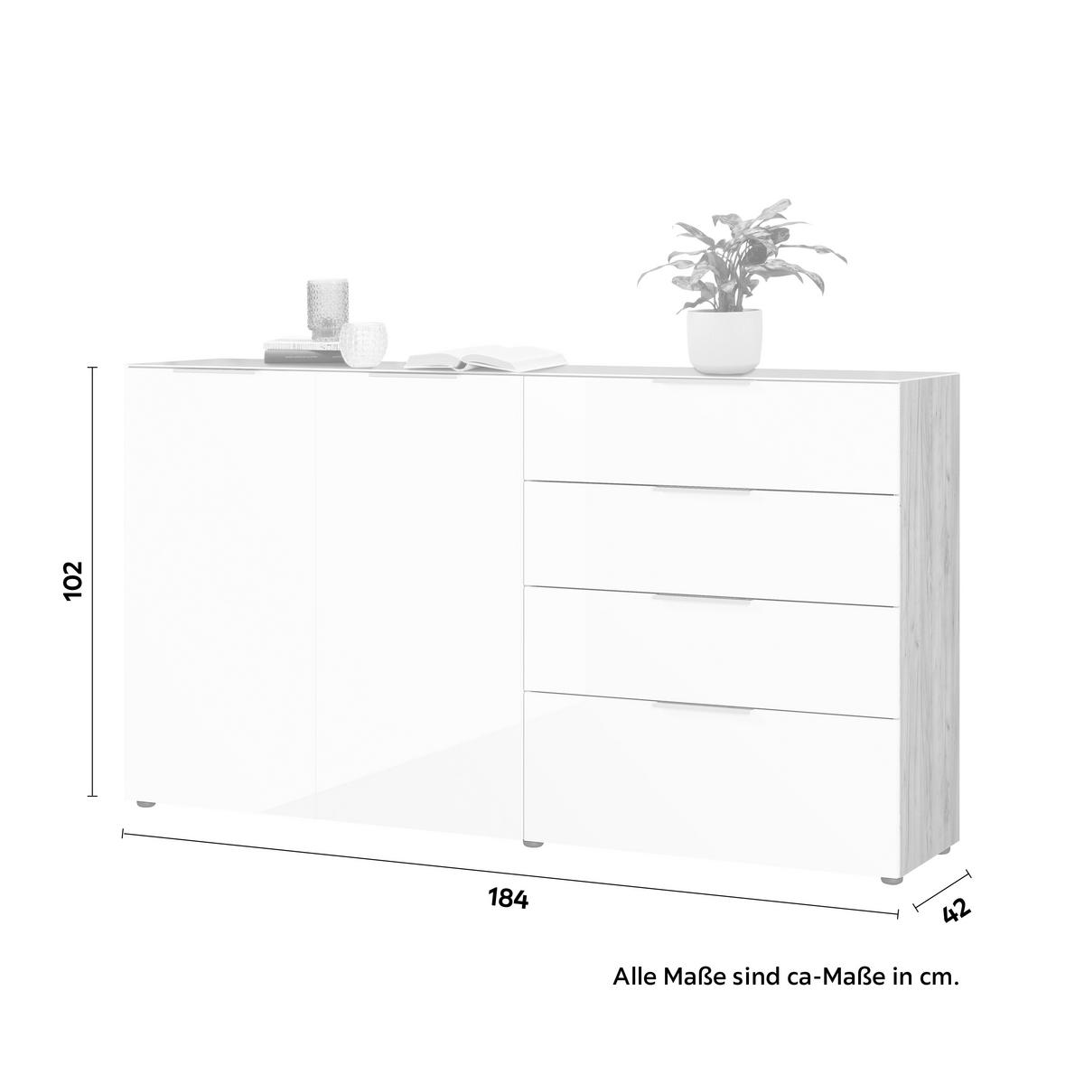 TÁLALÓSZEKRÉNY 184/102/42 cm  - króm/fekete, Modern, műanyag/faalapú anyag (184/102/42cm) - Premium Living