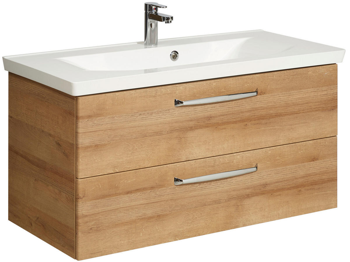 MASCĂ PENTRU LAVOAR  - culoare lemn stejar/culoare crom, material pe bază de lemn (105/51/49cm) - Xora