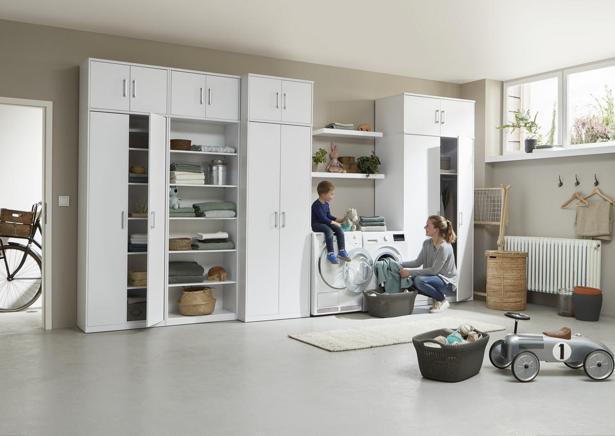 DREHTÜRENSCHRANK in Weiss  - Weiss/Silberfarben, Konventionell, Holzwerkstoff/Kunststoff (106/194/54cm) - Xora