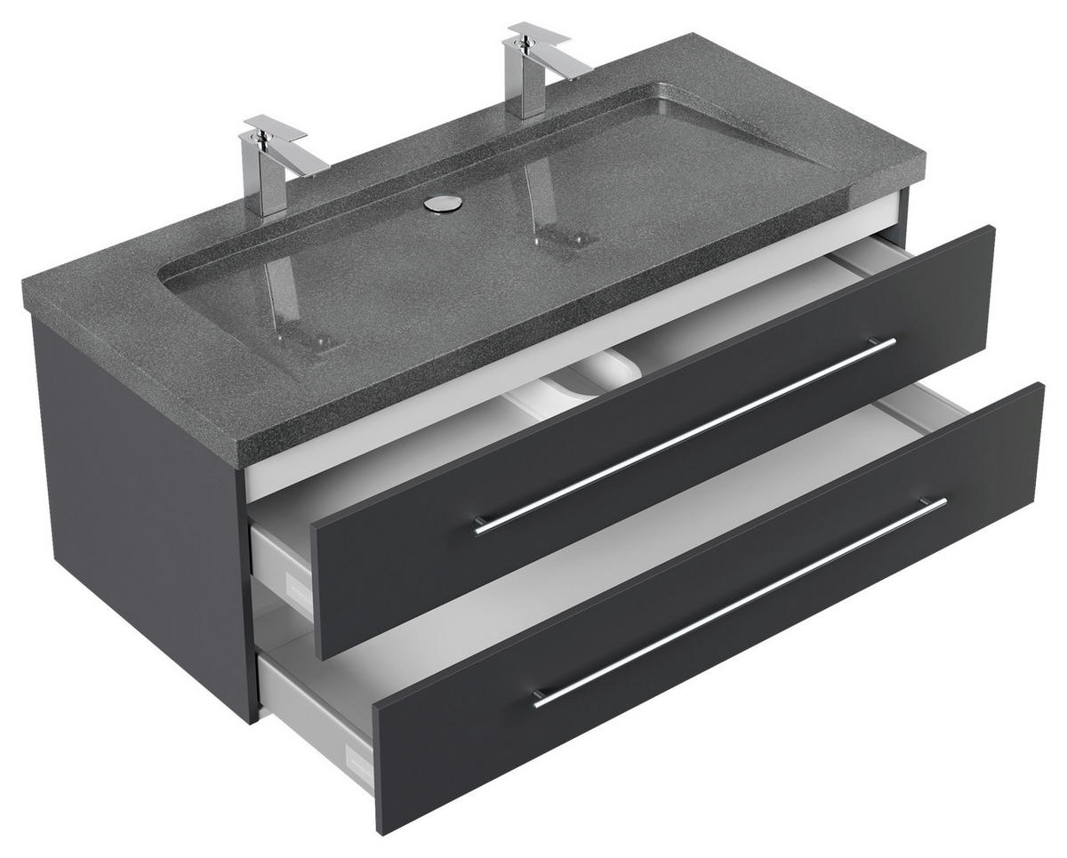 WASCHTISCHKOMBI 130 cm  - Graphitfarben, Basics, Holzwerkstoff/Stein (130cm) - MID.YOU