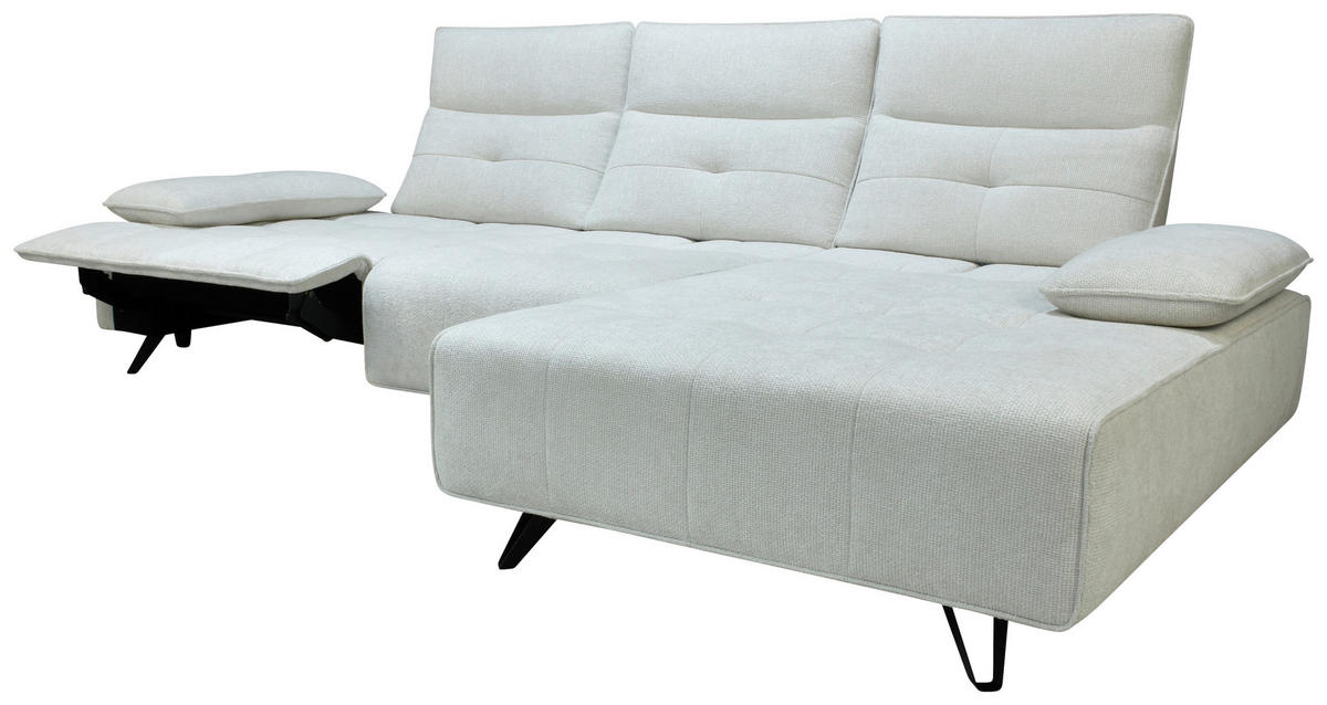 ECKSOFA Creme Chenille  - Creme/Schwarz, Design, Kunststoff/Textil (314/162cm) - Livetastic