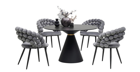 ESSTISCH in Metall, Glas, Keramik 120/120/76 cm - Schwarz, Design, Glas/Keramik (120/120/76cm) - Novel